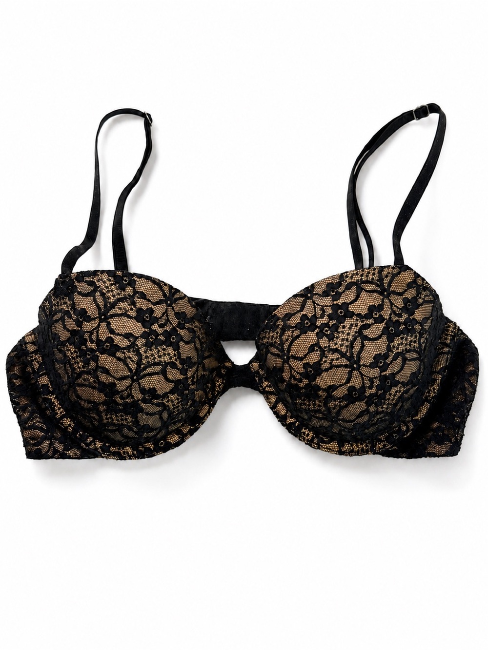 Aerie Ella 34C Black & Nude Lace Lightly Lined Underwire Everyday Bra